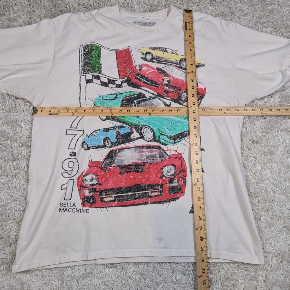 1971 Italia Bella Macchine Graphic T-Shirt Off White Size 2XL - Picture 4 of 10
